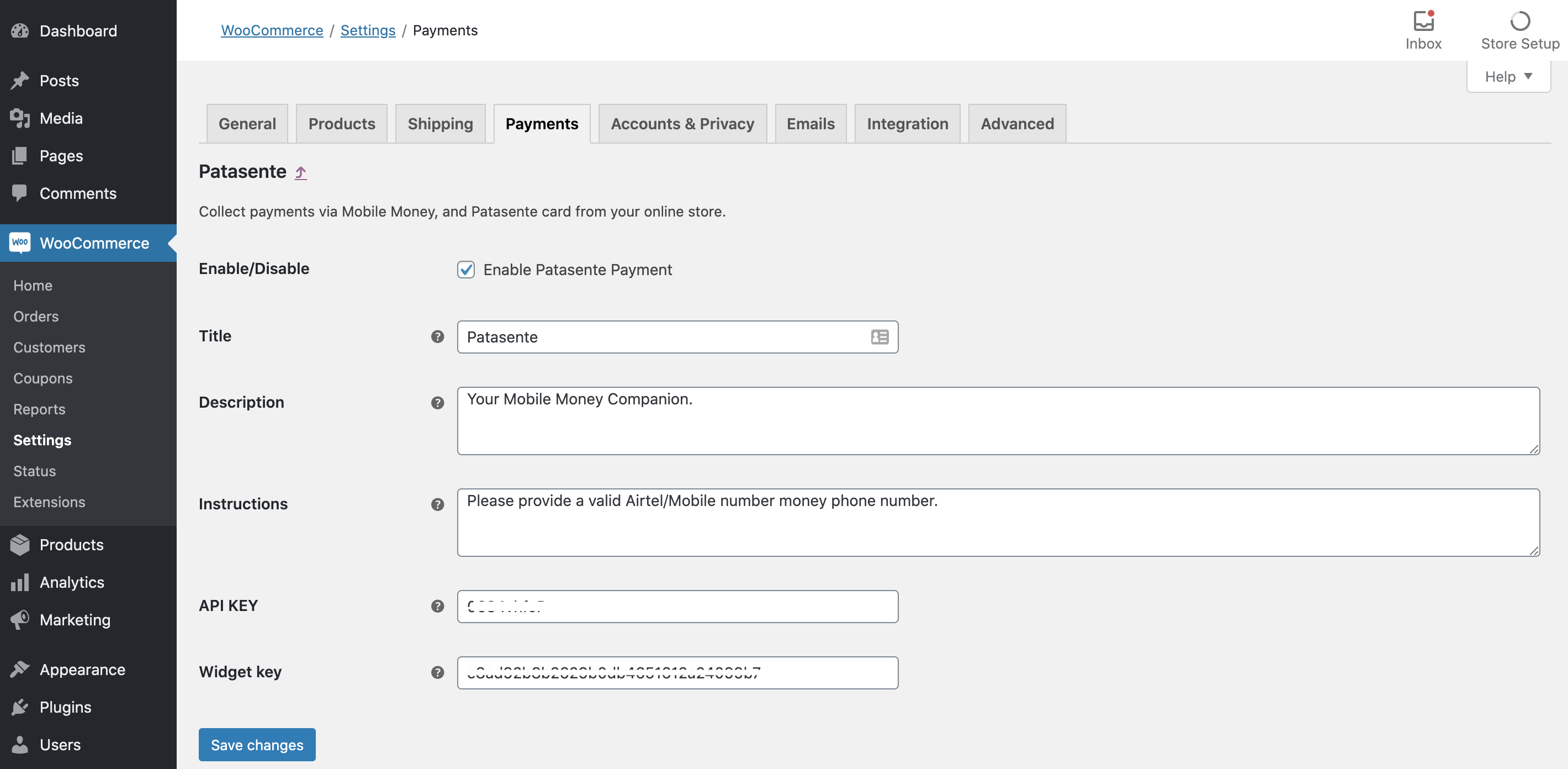 WooCommerce-Patasente-Payment-Gateway-settings
